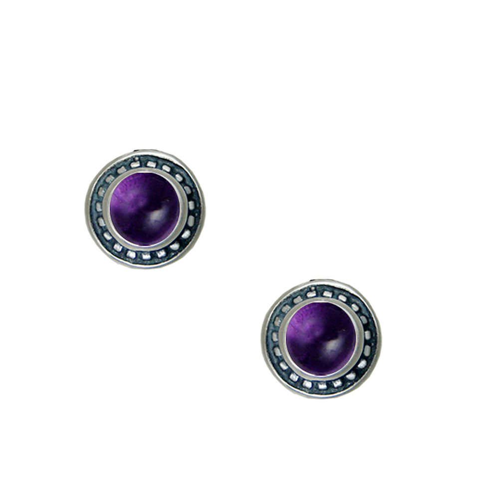 Sterling Silver Petite Amethyst Post Stud Earrings